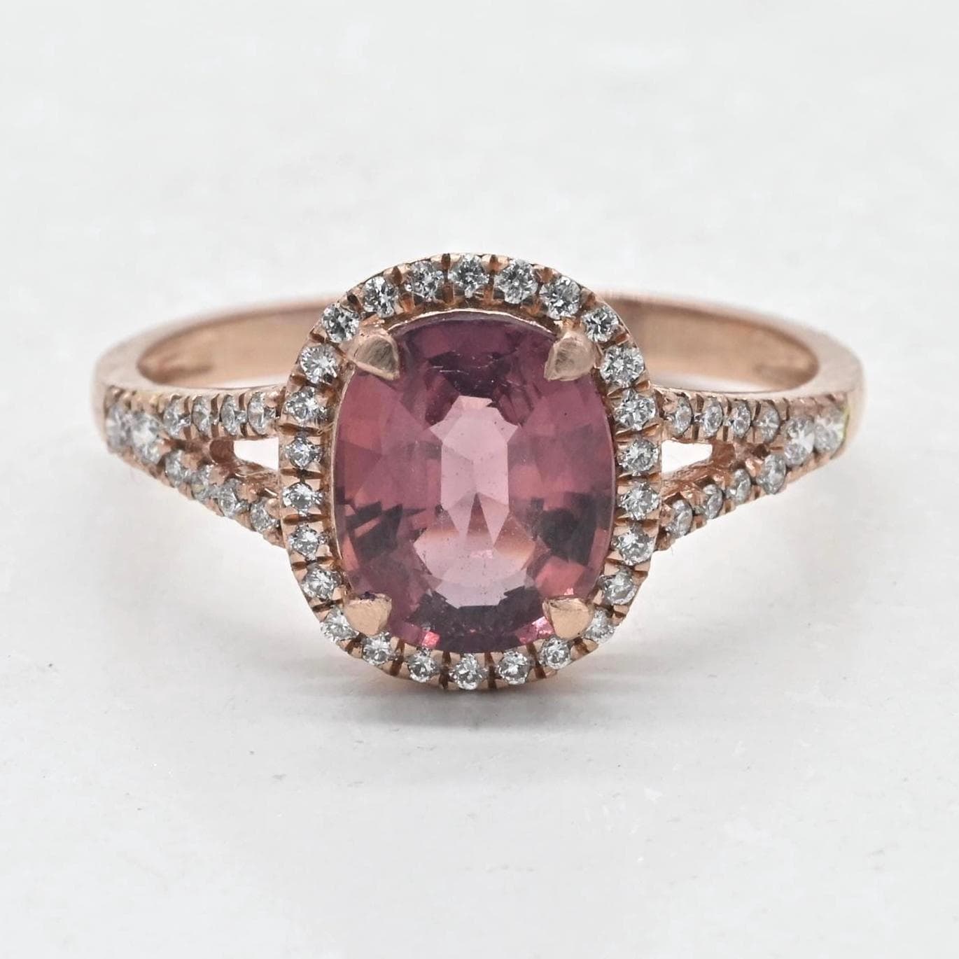 天然ピンクサファイアダイヤモンドリング - ヴィンテージカットの天然