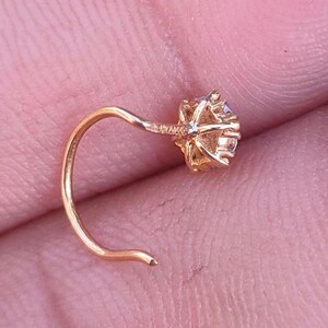 Natural Diamond Labret C Wire Nose Pin – Flatback Diamond Nose Stud & Ear Piercing Post, Screw Wire Nose Pin and Earring