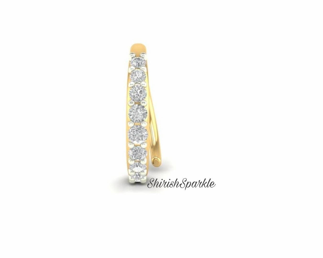 18k White Gold Nose Ring Real Diamond Natural Diamond Noser Etsy