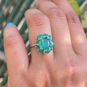 Unique vivid green emerald Zambia minor oil ring natural emerald cut emerald oval emerald pear emerald ring certified emerald gold ring