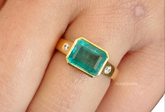 2.31crt Natural Emerald Men Ring Halle Berry Octagon Shape Genuine