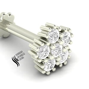 Natural Diamond Post Nose Pin – 14kt Gold Screw Piercing, Labret Helix Cartilage Stud | Shirish Sparkle Gems