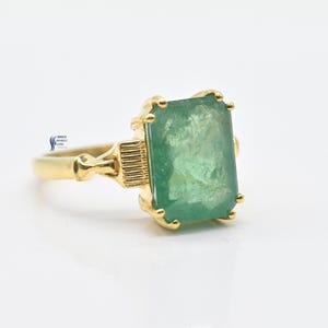 5 Carat Natural Emerald Cut Emerald Ring – Real Emerald Solid 18k Gold Ring, May Birthstone, Simple Emerald Statement Ring, AAA emeald ring