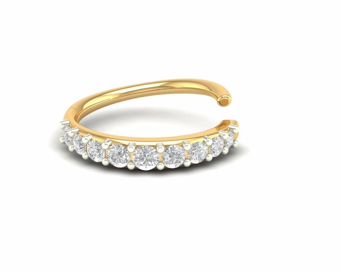 18k White Gold Nose Ring Real Diamond Natural Diamond Noser Etsy
