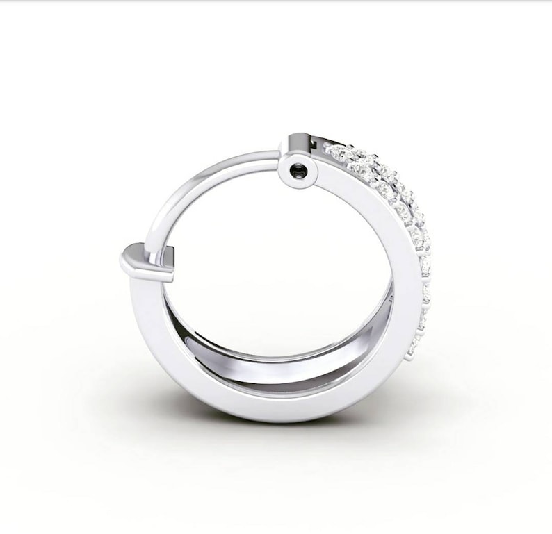 Geniune Diamond nose ring two line nose ring 14kt white gold with natural Diamond real diamonds 2 layer diamond nose ring nose piercing