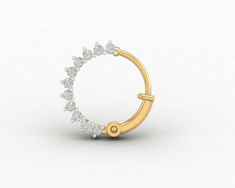 7mm Natura Diamond hoop nose ring 14kt gold nose ring diamond Etsy