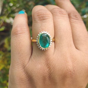 Emerald ring / emerald ring for wedding engagement / pear emerald ring / natural emerald ring / trending emerald ring for women girls gift