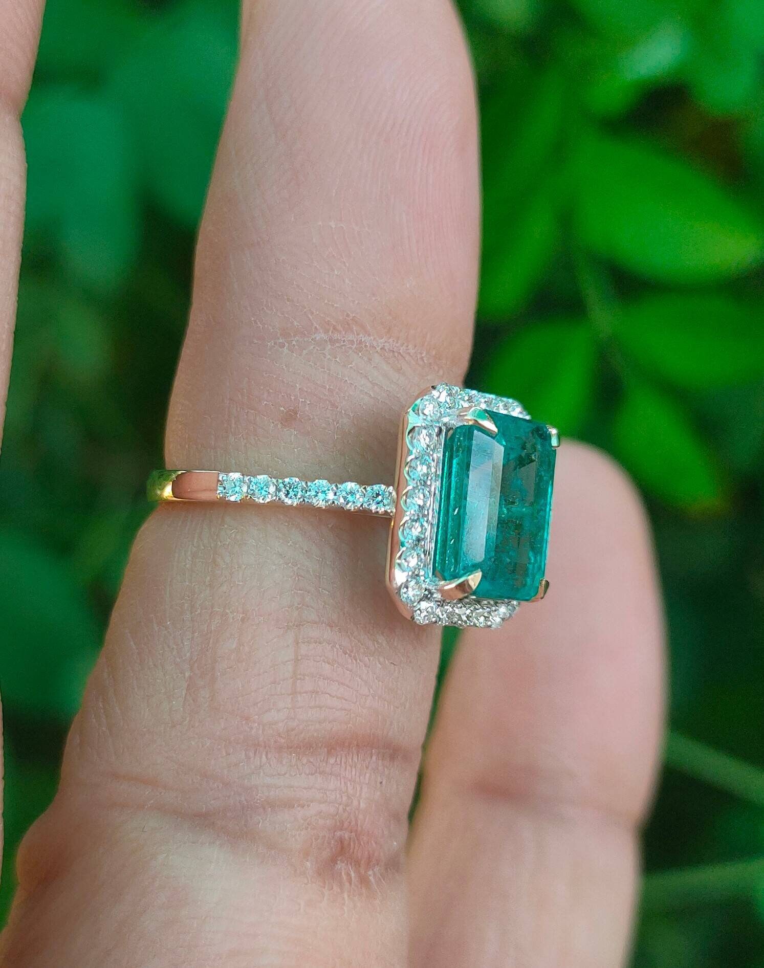 Emerald Engagement Ring Emerald Cut Emerald Ring Real Emerald - Etsy