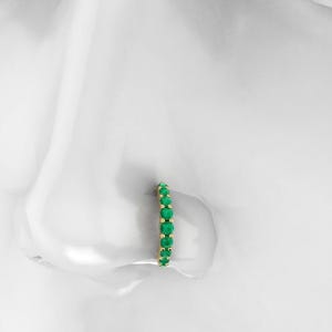 piercing de nariz de ouro branco esmeralda / argola de nariz sem costura esmeralda / piercing de orelha esmeralda hélice concha cartilagem argola huggie / argola de nariz de ouro maciço