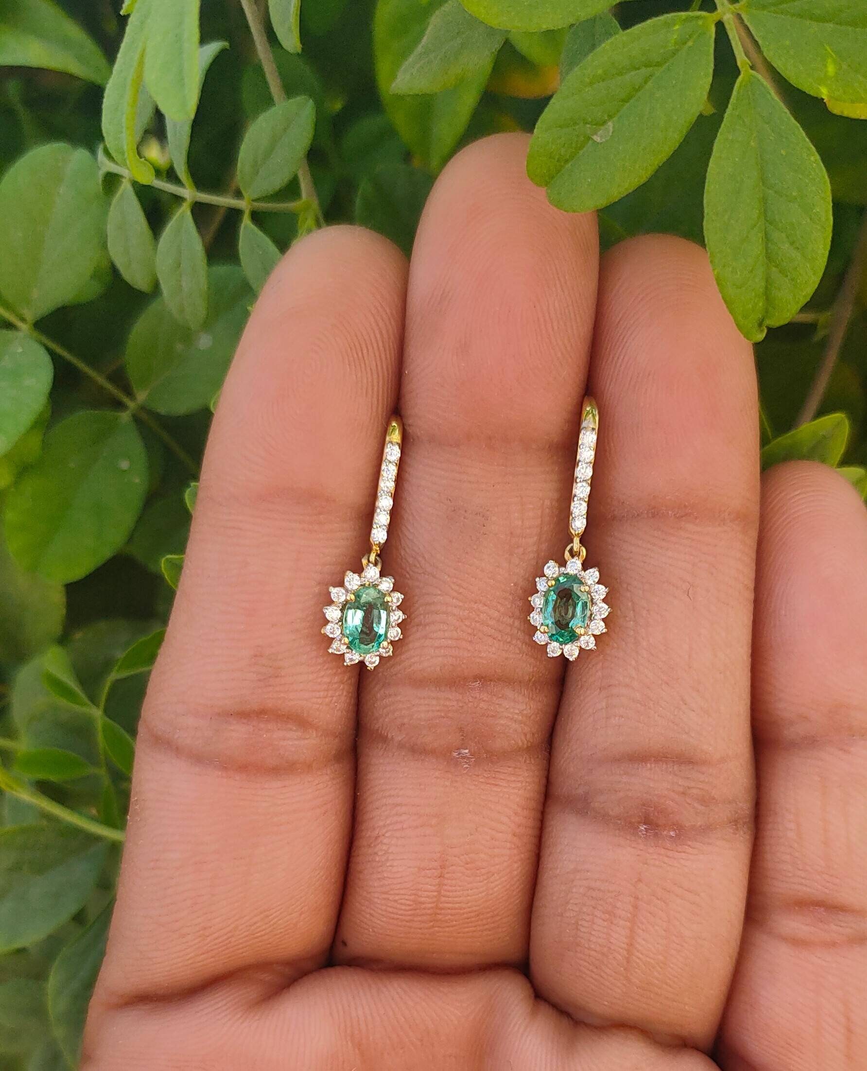 High Quality Natural Emerald dangle earrings emerald dangle Etsy