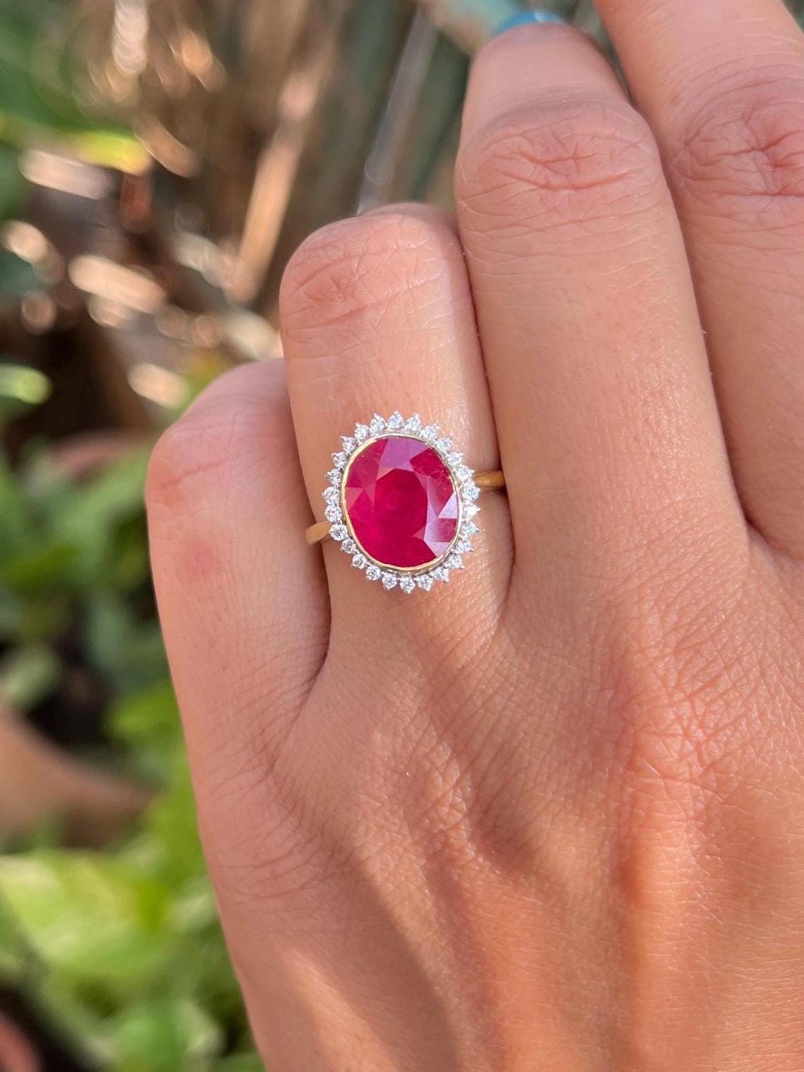 5カラットのルビーリング、女の子向けのレッドルビーダイヤモンド