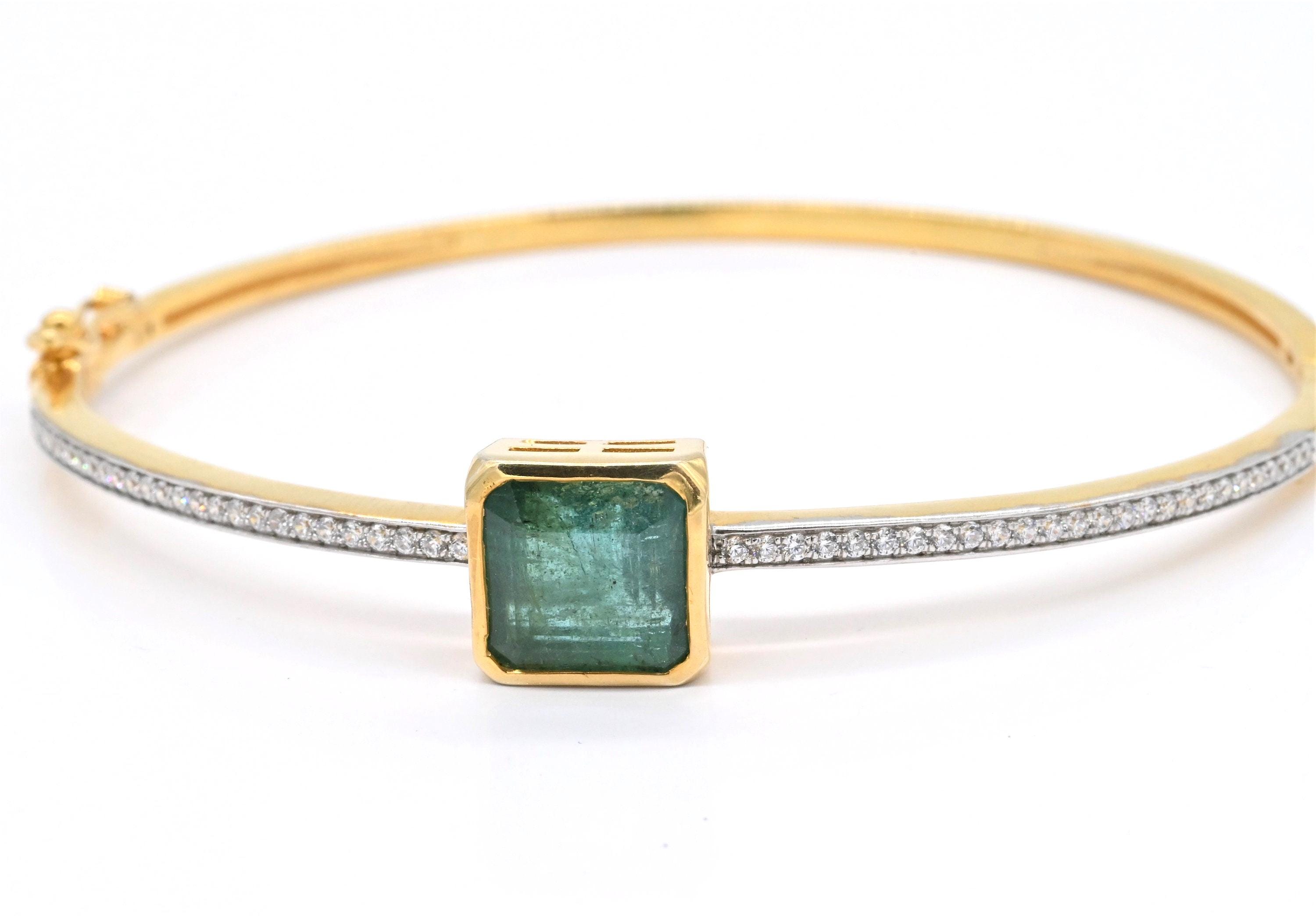 公式の店舗 18kt ホワイト 天然 天然エメラルド ブレスレット ゴールド アクセサリー
