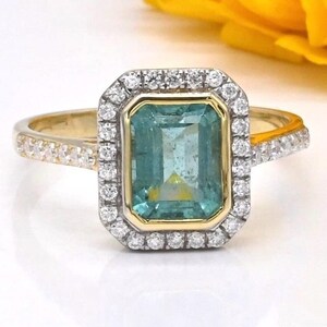 1.81Crt Natural Emerald Diamond ring for her wedding emerald ring for mom&#39;s gift genuine emerald ring gift for wife unique emerald ring