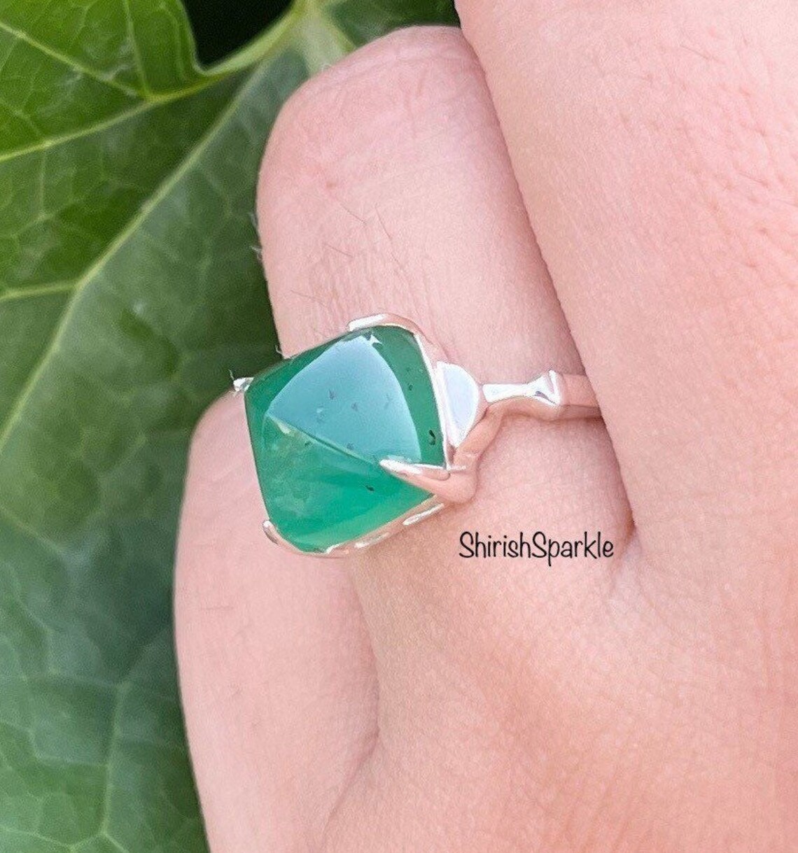 18K Gold Natural Emerald Ring Sugarloaf Genuine Emerald Etsy