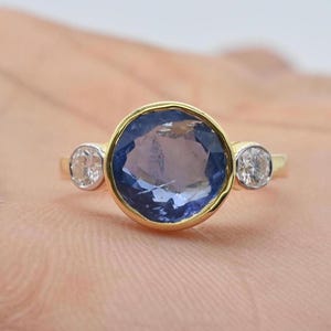 Sri Lanka Blue Sapphire Ring – 3 Carat No Heat Gems Natural Gold Ceylon Sapphire Ring, Natural Blue Sapphire Solid Gold Ring - Certified