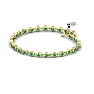 Emerald link bracelet | emerald tennis bracelet | round emerald bracelet | natural emerald tennis bracelet for her | emerald chain bracelet