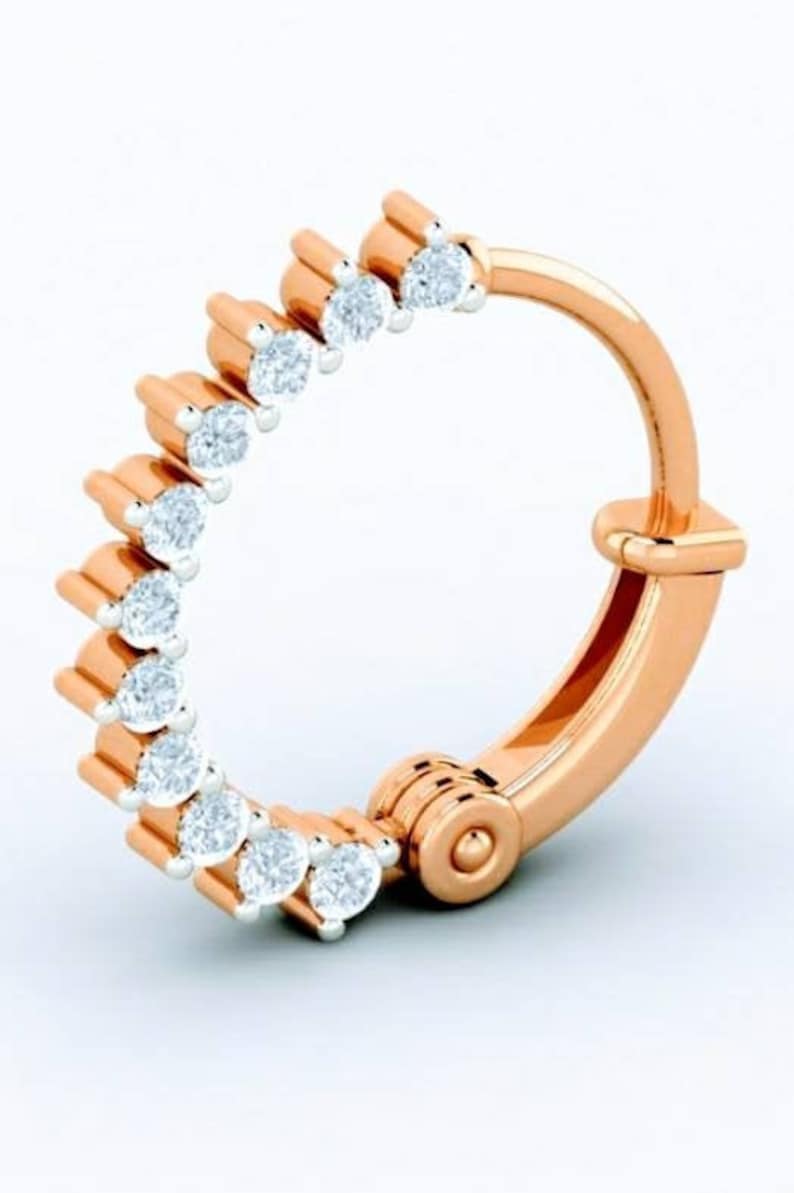 7mm Natura Diamond hoop nose ring 14kt gold nose ring diamond Etsy