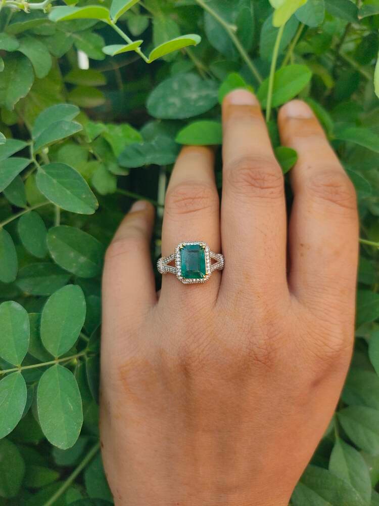 2.20CTW Natural Emerald Engagement Ring Emerald Wedding Ring Etsy Canada