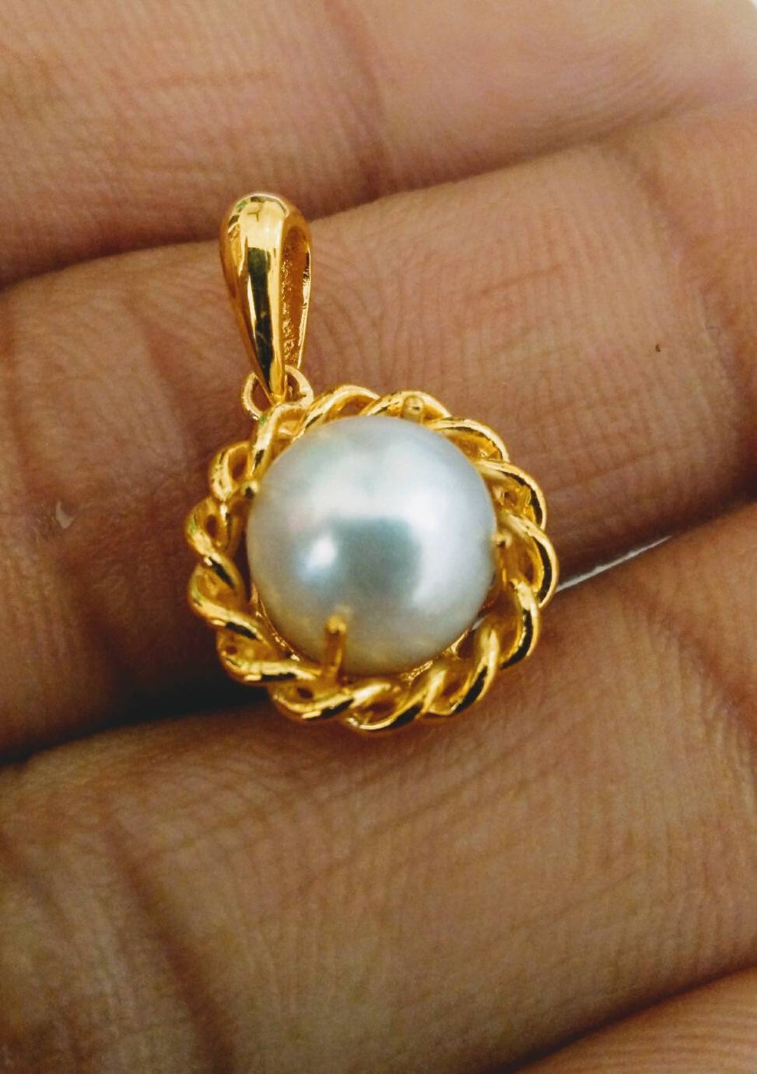 South Sea Pearl Pendant, 14K Solid Gold Pearl Necklace, Cultured Moti ...