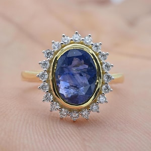 4 Carat Natural Sri Lanka Blue Sapphire Gold Ring – Royal Blue Ceylon Sapphire Solid Gold Ring, Genuine Sri Lanka Gemstone - Shirish Sparkle