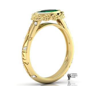 Echter Smaragd Diamant Designer Bandring handgemachte Solitär Smaragd Designer Ring natürliche Smaragd Diamantring echter Smaragd Goldring