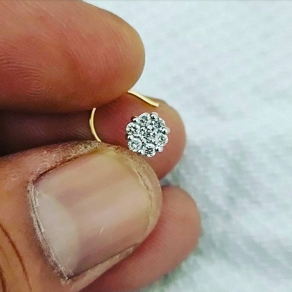 Diamond Nose Piercing 14kt solid gold Natural Diamond nose pin genuine diamond nose stud flower nose piercing nose piercing wire