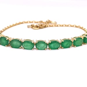 Natural emerald bracelet emerald tennis chain link bracelet for men genuine emerald bracelet emerald gold tennis bracelet emerald bracelet