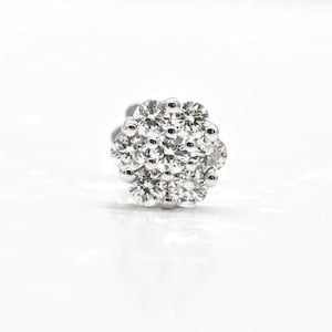 Diamond labret, Solitaire 7 Diamond White Gold Nose Pin – 18k White Gold Inertly Threaded Nose Bar, Elegant Diamond Cartilage Piercing