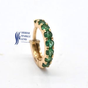 Argola de nariz de esmeralda natural / hélice de argola de esmeralda / argola de cartilagem de esmeralda clicker / argola de concha de daith esmeralda clicker argola de nariz de esmeralda