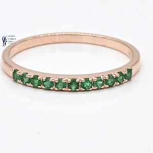 Emerald gold wedding band for her natural emerald engagement band for her emerald gold band round emerald wedding band women emerald ring