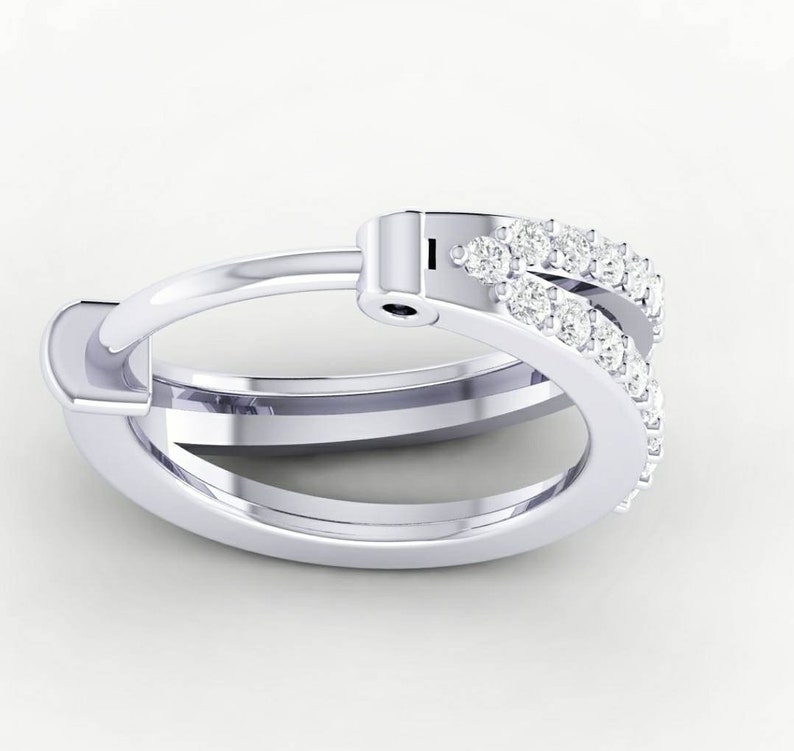 Geniune Diamond nose ring two line nose ring 14kt white gold with natural Diamond real diamonds 2 layer diamond nose ring nose piercing