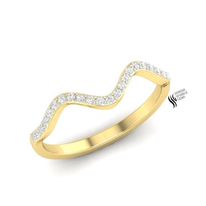 Natural Diamond Wedding Band For Her Genuine Diamond Engagement Band Wedding Anniversary Band in Gold and Diamond  Band