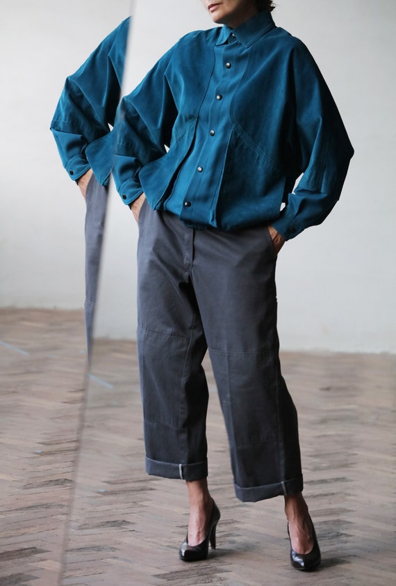 Ted Lapidus vintage 80s suede and fabric jacket