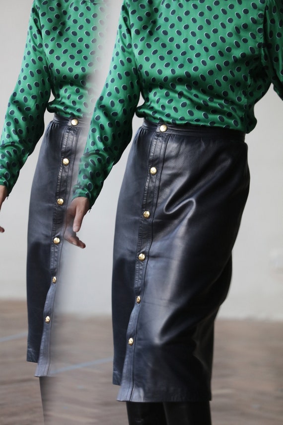 Celine 1980s vintage leather skirt