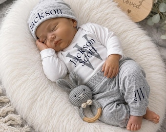 Baby Boy Outfit, Coming Home Outfit, Custom, Handmade, Personalized Newborn, Babyshower Gift, Newborn Clothing Set, Outfits With Hats