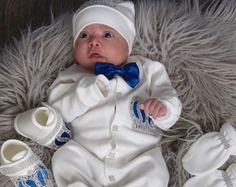 Baby Boy Outfit, Coming Home Outfit, Prince Outfit, Boys Photo Prop, Boys Photo Outfit, Crown Set, Unique Outfit, Christening Ceremony,Jewel