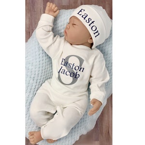 Baby Boy Outfit, Coming Home Outfit, Custom, Handmade, Personalized Newborn, Babyshower Gift, Newborn Clothing Set, Outfits With Hats