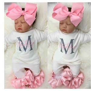 Baby Girl Outfit, Coming Home Outfit, Custom, Handmade, Personalized Newborn, Babyshower Gift, Newborn Clothing Set, Outfits With Hats