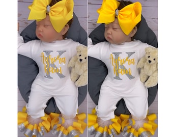 Baby Girl Outfit, Coming Home Outfit, Custom, Handmade, Personalized Newborn, Babyshower Gift, Newborn Clothing Set, Outfits With Hats