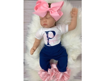 Baby Girl Outfit, Coming Home Outfit, Custom, Handmade, Personalized Newborn, Babyshower Gift, Newborn Clothing Set, Outfits With Hats
