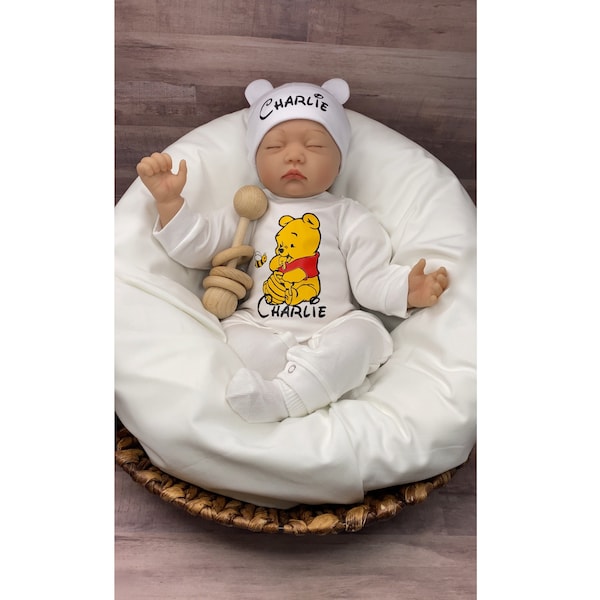 Baby Boy Outfit, Coming Home Outfit, Winnie The Pooh, Handmade, Personalized Newborn, Babyshower Gift, Newborn Clothing, Outfits With Hats