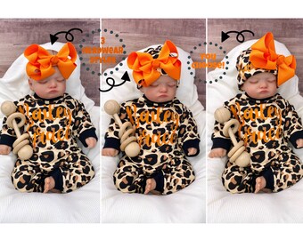 Baby Girl Outfit, Coming Home Outfit, Custom, Handmade Personalized Set, Babyshower Gift, Newborn Clothing, Leopard Inspired, Baby Fashion