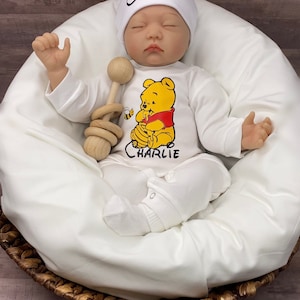 Baby Boy Outfit, Coming Home Outfit, Winnie The Pooh, Handmade, Personalized Newborn, Babyshower Gift, Newborn Clothing, Outfits With Hats image 3