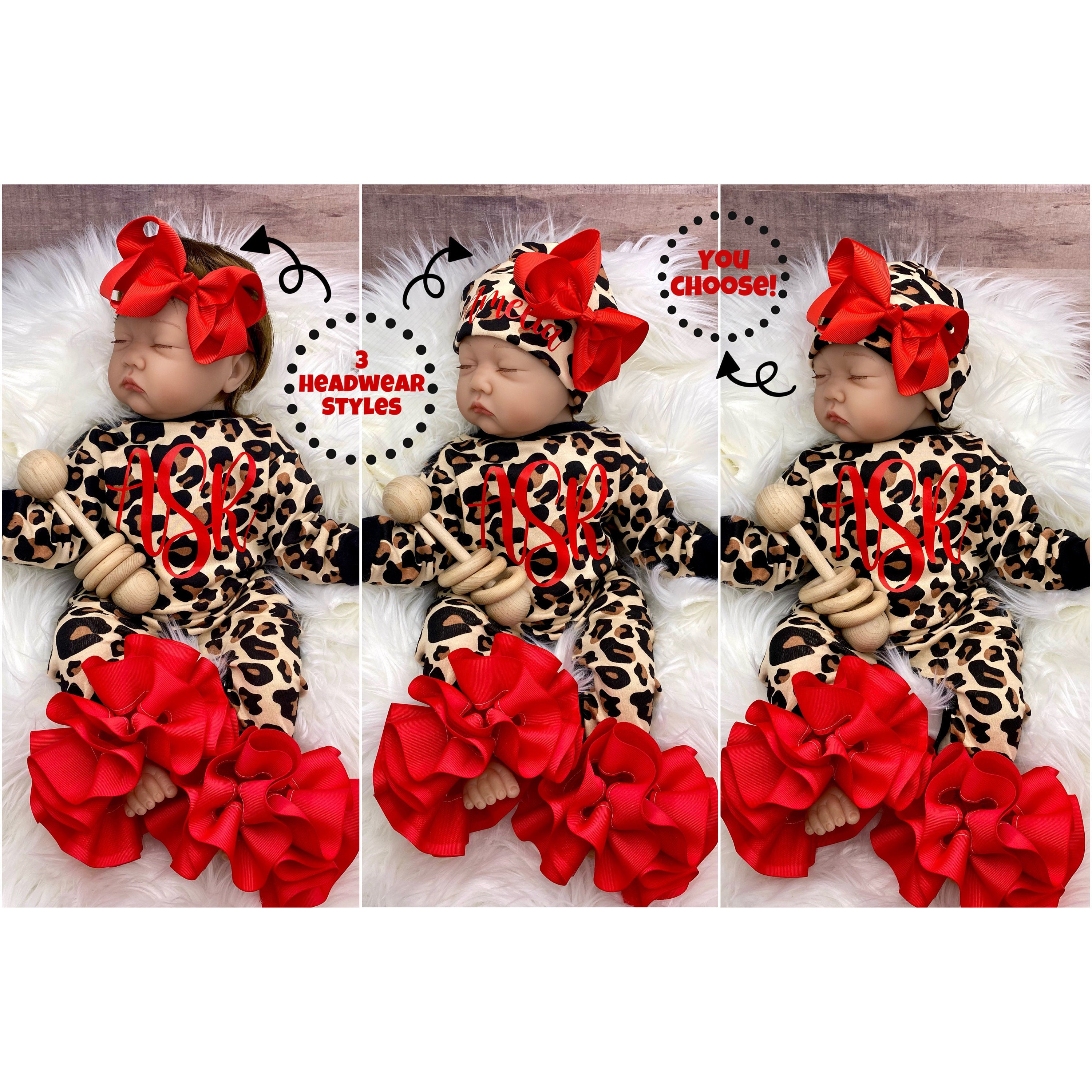 Baby Girl Outfit, Coming Home Outfit, Custom, Handmade Personalized Set, Babyshower Gift, Newborn Clothing, Leopard Inspired, Baby Fashion