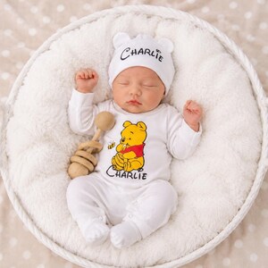 Baby Boy Outfit, Coming Home Outfit, Winnie The Pooh, Handmade, Personalized Newborn, Babyshower Gift, Newborn Clothing, Outfits With Hats
