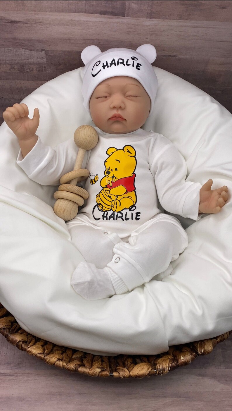 Baby Boy Outfit, Coming Home Outfit, Winnie The Pooh, Handmade, Personalized Newborn, Babyshower Gift, Newborn Clothing, Outfits With Hats image 8