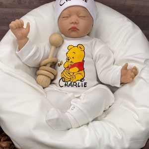 Baby Boy Outfit, Coming Home Outfit, Winnie The Pooh, Handmade, Personalized Newborn, Babyshower Gift, Newborn Clothing, Outfits With Hats image 9