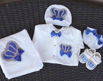 Baby Boy Outfit, Coming Home Outfit, Prince Outfit, Boys Photo Prop, Boys Photo Outfit, Crown Set, Unique Outfit, Christening Ceremony,Jewel