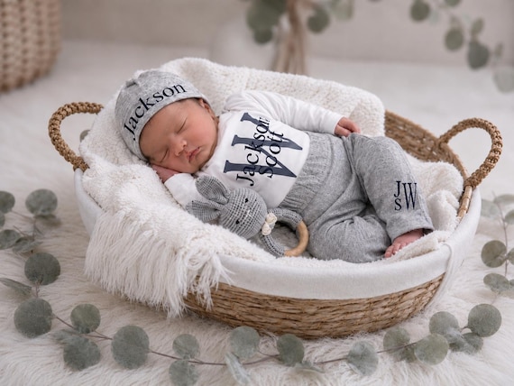 Baby Boy Outfit, Coming Home Outfit, Custom, Handmade, Personalized Newborn, Babyshower Gift, Newborn Clothing Set, Outfits With Hats