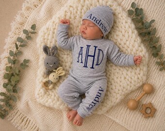 Baby Boy Outfit, Coming Home Outfit, Custom, Handmade, Personalized Newborn, Babyshower Gift, Newborn Clothing Set, Outfits With Hats